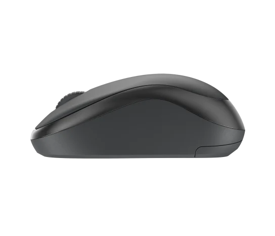Side profile of Logitech M240 Silent Bluetooth Mouse showing curved shape and comfortable grip