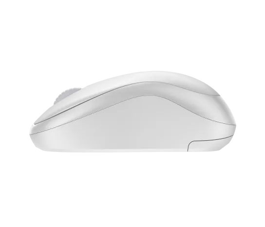 Side profile of Logitech M240 Silent Bluetooth Mouse in off white showing curved shape and comfortable grip