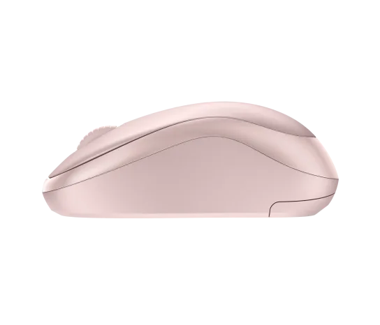 Side profile of Logitech M240 Silent Bluetooth Mouse in rose showing contoured shape and comfortable grip