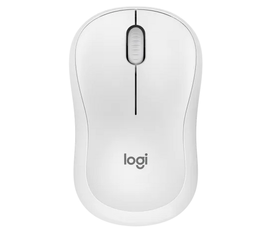 Logitech M240 Silent Bluetooth Mouse in off white with ergonomic design and quiet click buttons