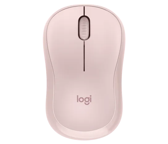 Logitech M240 Silent Bluetooth Mouse in rose with ergonomic design and quiet click buttons