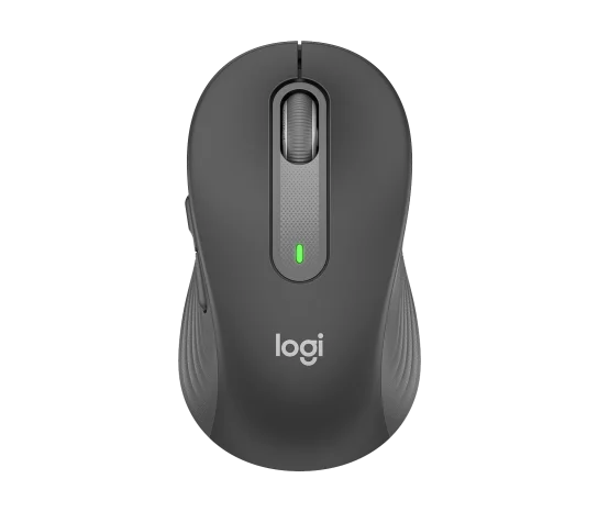 Logitech M650 Signature Bluetooth and Wireless Mouse in black with ergonomic design and SmartWheel scrolling