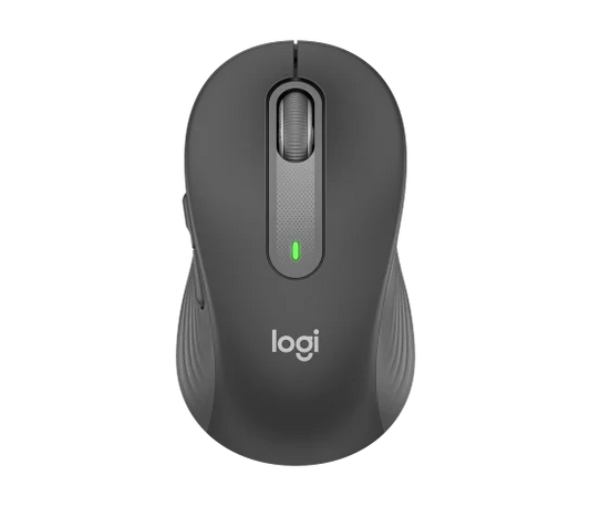 Logitech M650 Signature Bluetooth and Wireless Mouse in black with ergonomic design and SmartWheel scrolling