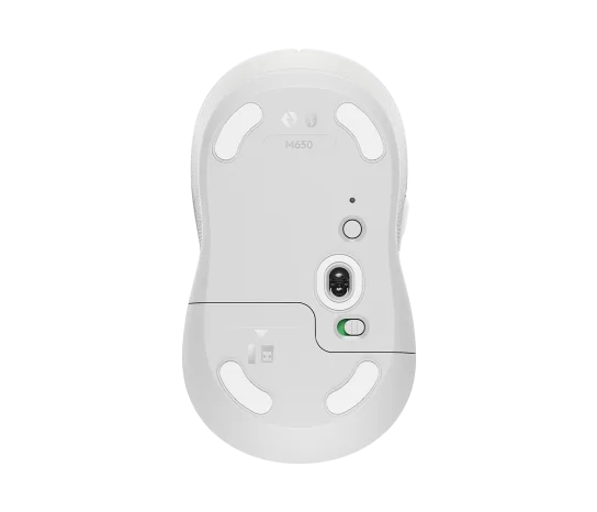 Logitech M650 Signature Wireless Mouse in off-white with Bluetooth and Logi Bolt USB receiver for dual connectivity