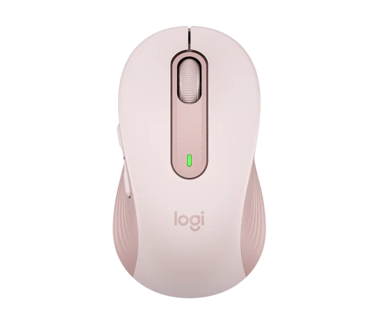 Logitech M650 Signature Wireless Mouse in rose with ergonomic design and SmartWheel scrolling