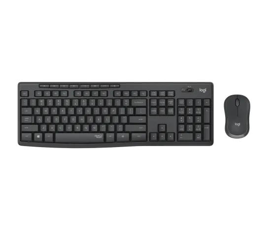 Logitech MK295 Wireless Keyboard and Mouse Combo in graphite with full-size keyboard and silent optical mouse