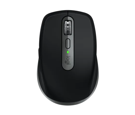 Logitech MX Anywhere 3S Wireless Mouse in Space Grey with compact ergonomic design and MagSpeed scroll wheel