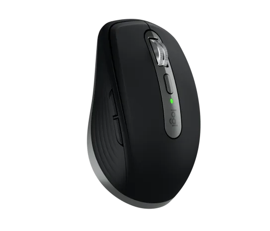 Side profile of Logitech MX Anywhere 3S mouse showing contoured shape for comfortable grip