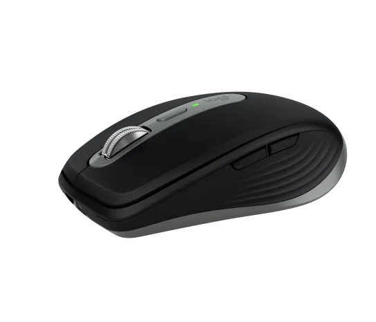 Side profile of Logitech MX Anywhere 3S mouse showing contoured shape for comfortable grip