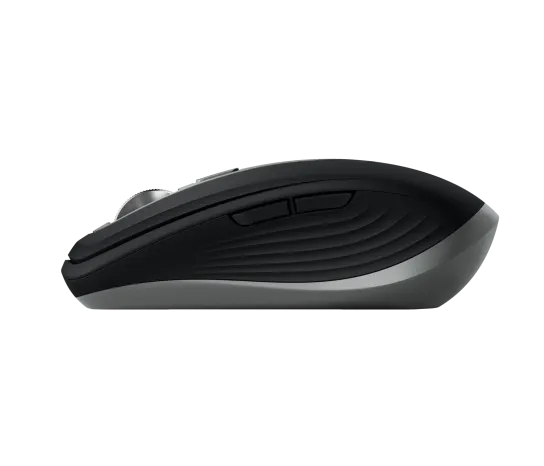Side profile of Logitech MX Anywhere 3S mouse showing contoured shape for comfortable grip