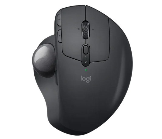 Logitech MX ERGO Wireless Trackball Mouse with ergonomic design and adjustable tilt