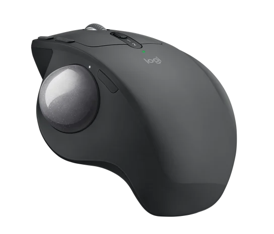 Logitech MX ERGO Wireless Trackball Mouse with ergonomic design and adjustable tilt