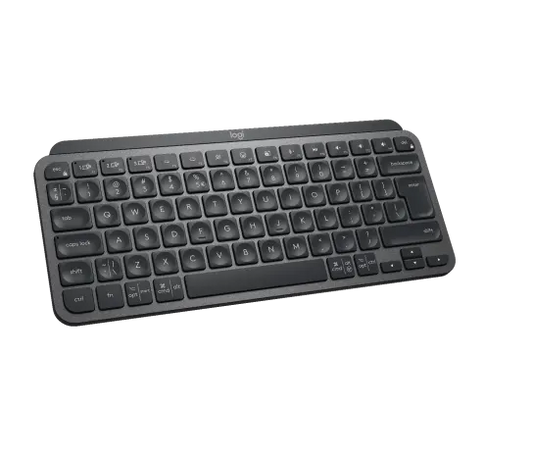 Side profile of Logitech MX Keys Mini keyboard showing slim, low-profile keys and compact layout
