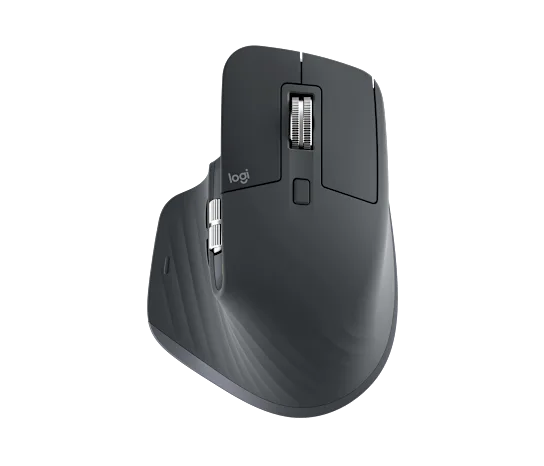 Logitech MX Master 3S Wireless Performance Mouse in graphite with ergonomic design and MagSpeed scroll wheel