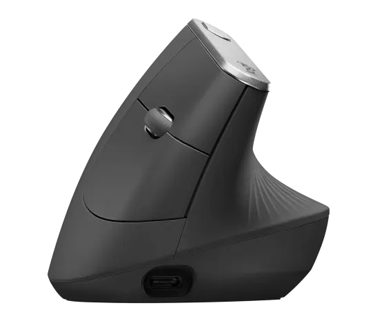 Logitech MX Vertical Advanced Ergonomic Mouse in graphite with natural handshake design