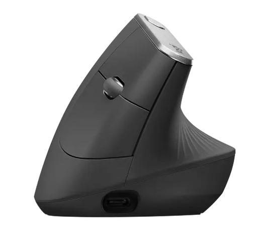 Logitech MX Vertical Advanced Ergonomic Mouse in graphite with natural handshake design