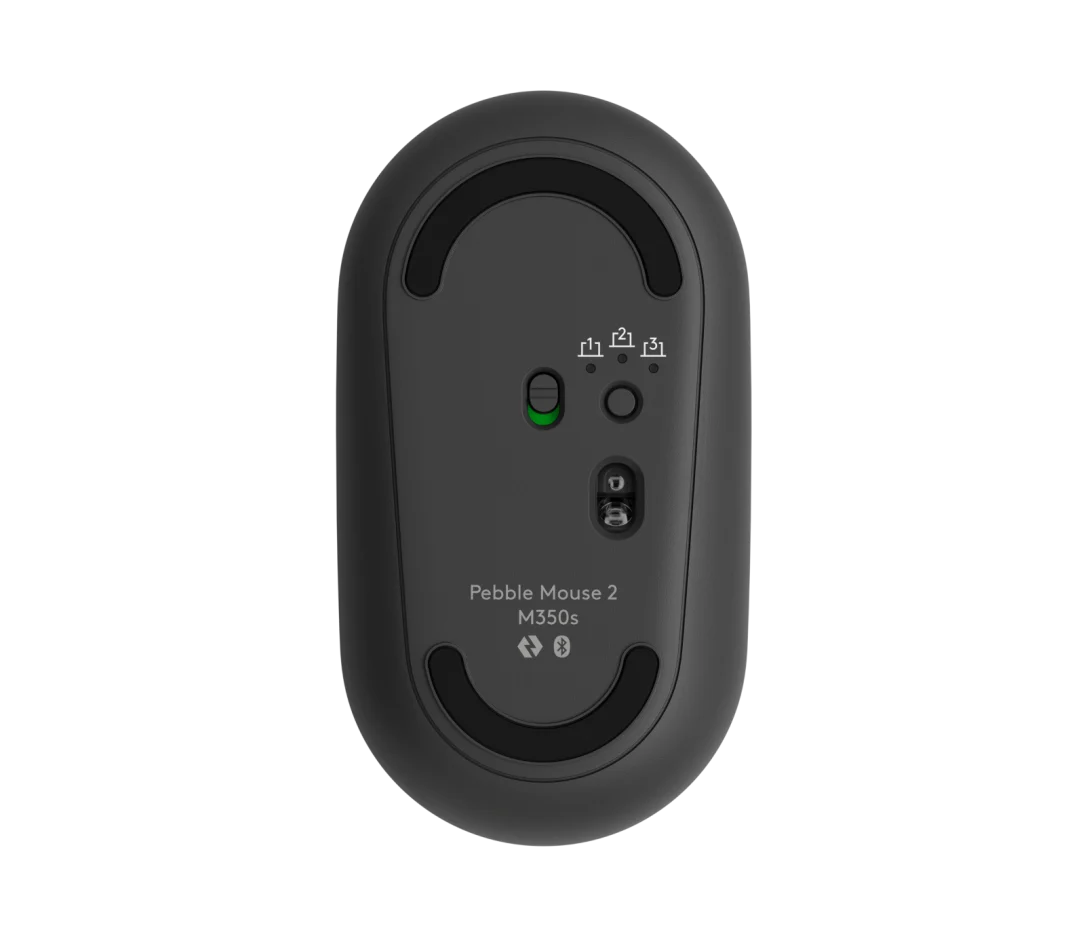 Logitech Pebble Mouse 2 M350 wireless mouse with sleek minimalist design, silent clicks, dual Bluetooth and USB-C connectivity, ideal for modern work and travel setups.