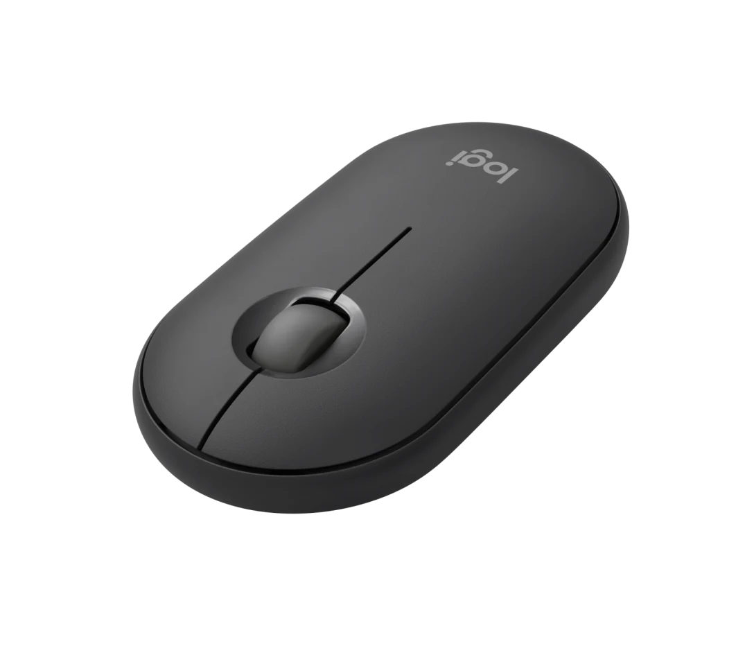 Logitech Pebble Mouse 2 M350 wireless mouse with sleek minimalist design, silent clicks, dual Bluetooth and USB-C connectivity, ideal for modern work and travel setups.