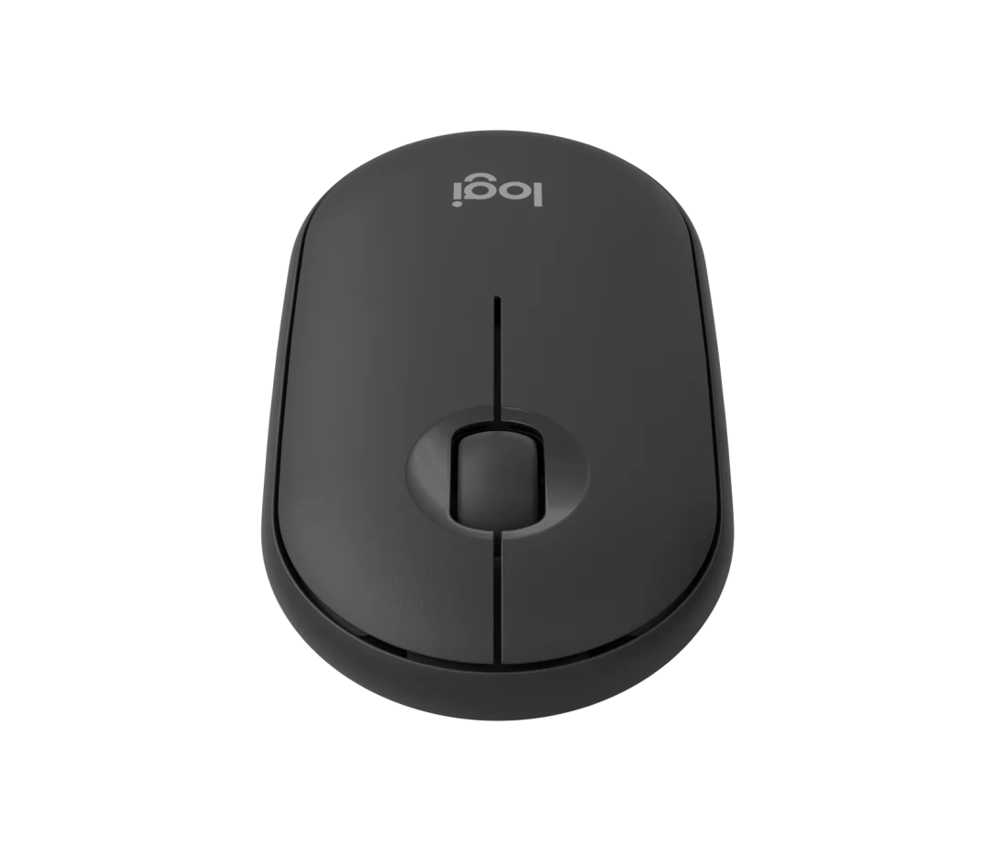 Logitech Pebble Mouse 2 M350 wireless mouse with sleek minimalist design, silent clicks, dual Bluetooth and USB-C connectivity, ideal for modern work and travel setups.