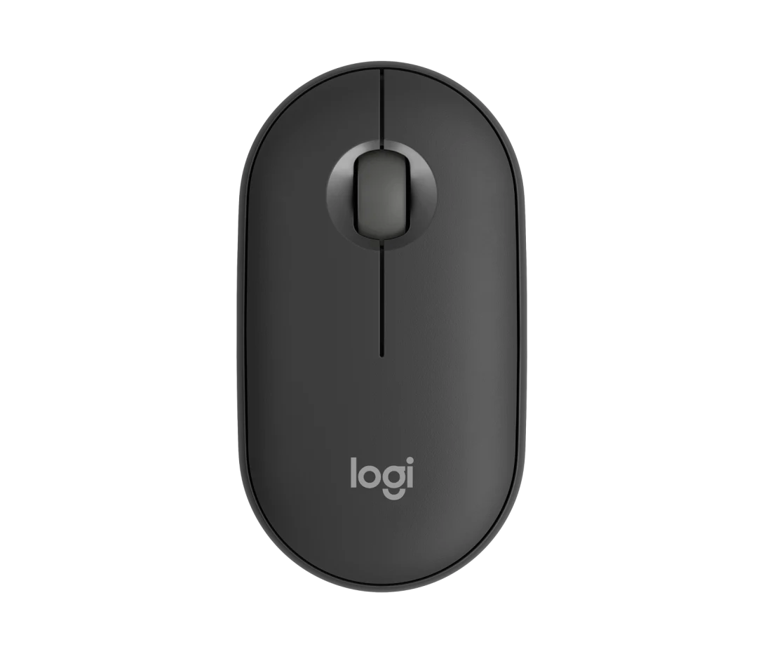 Logitech Pebble Mouse 2 M350 wireless mouse with sleek minimalist design, silent clicks, dual Bluetooth and USB-C connectivity, ideal for modern work and travel setups.