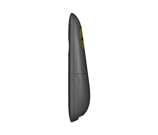 Side profile of Logitech R500 Wireless Presenter showing slim, lightweight design