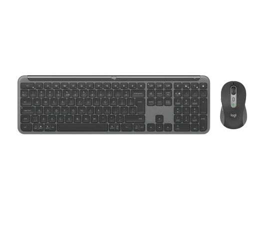 Logitech MK950 Signature Slim Combo in graphite with wireless slim keyboard and precision wireless mouse