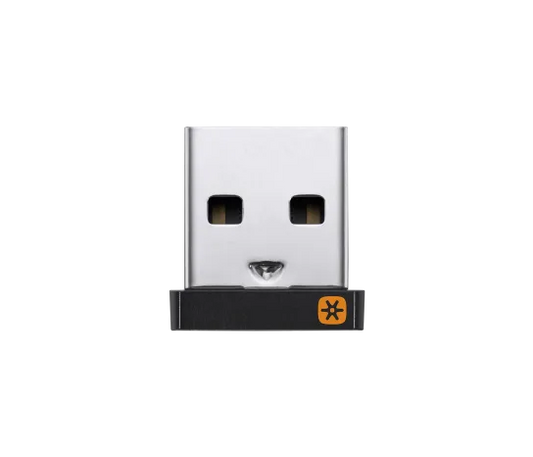 Logitech USB Unifying Receiver with orange star logo for wireless device connectivity