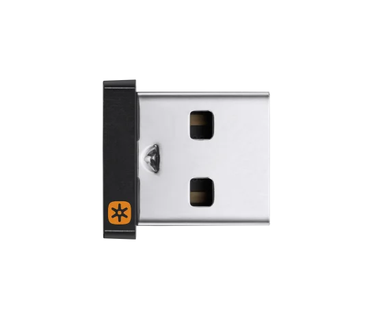 Logitech USB Unifying Receiver with orange star logo for wireless device connectivity