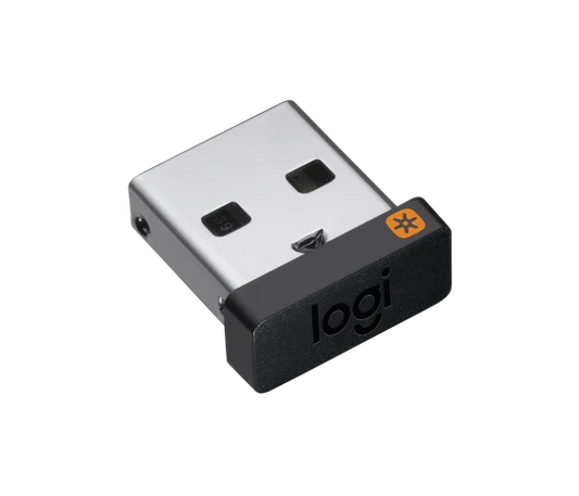 Logitech USB Unifying Receiver with orange star logo for wireless device connectivity