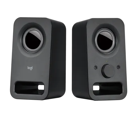 Logitech Z150 Desktop Speakers in black with compact 2.0 stereo design for desktop use