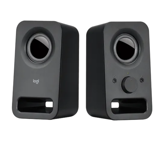 Logitech Z150 Desktop Speakers in black with compact 2.0 stereo design for desktop use