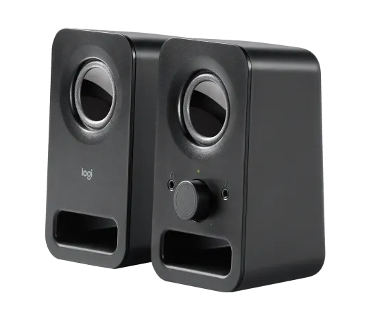 Logitech Z150 Desktop Speakers in black with compact 2.0 stereo design for desktop use