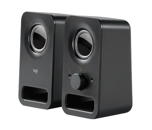 Logitech Z150 Desktop Speakers in black with compact 2.0 stereo design for desktop use