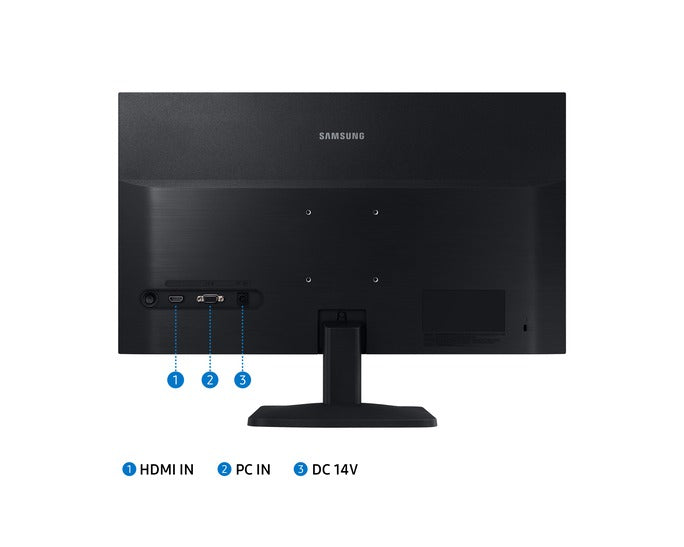 Rear view of Samsung LS19A330 monitor showing HDMI and D-Sub VGA connectivity ports