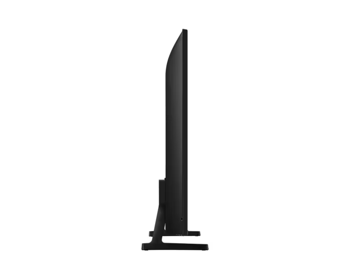 Side profile of Samsung QA55Q7F 55-inch QLED AI TV showing ultra-slim frame and modern stand