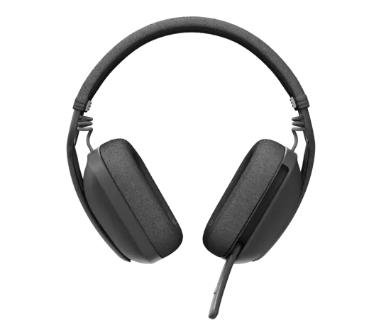 Logitech Zone Vibe 100 Wireless Headset in graphite with over-ear cushions and sleek design