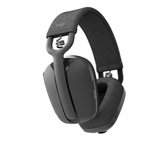 Logitech Zone Vibe 100 Wireless Headset in graphite with over-ear cushions and sleek design