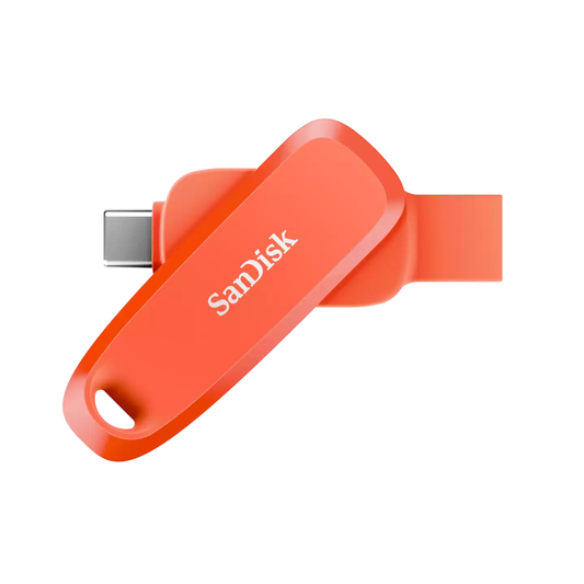 SanDisk Phone Drive 512GB Nasturtium Orange USB Type-C and USB Type-A flash drive with 100MB/s speed for phones laptops tablets backups and file transfers