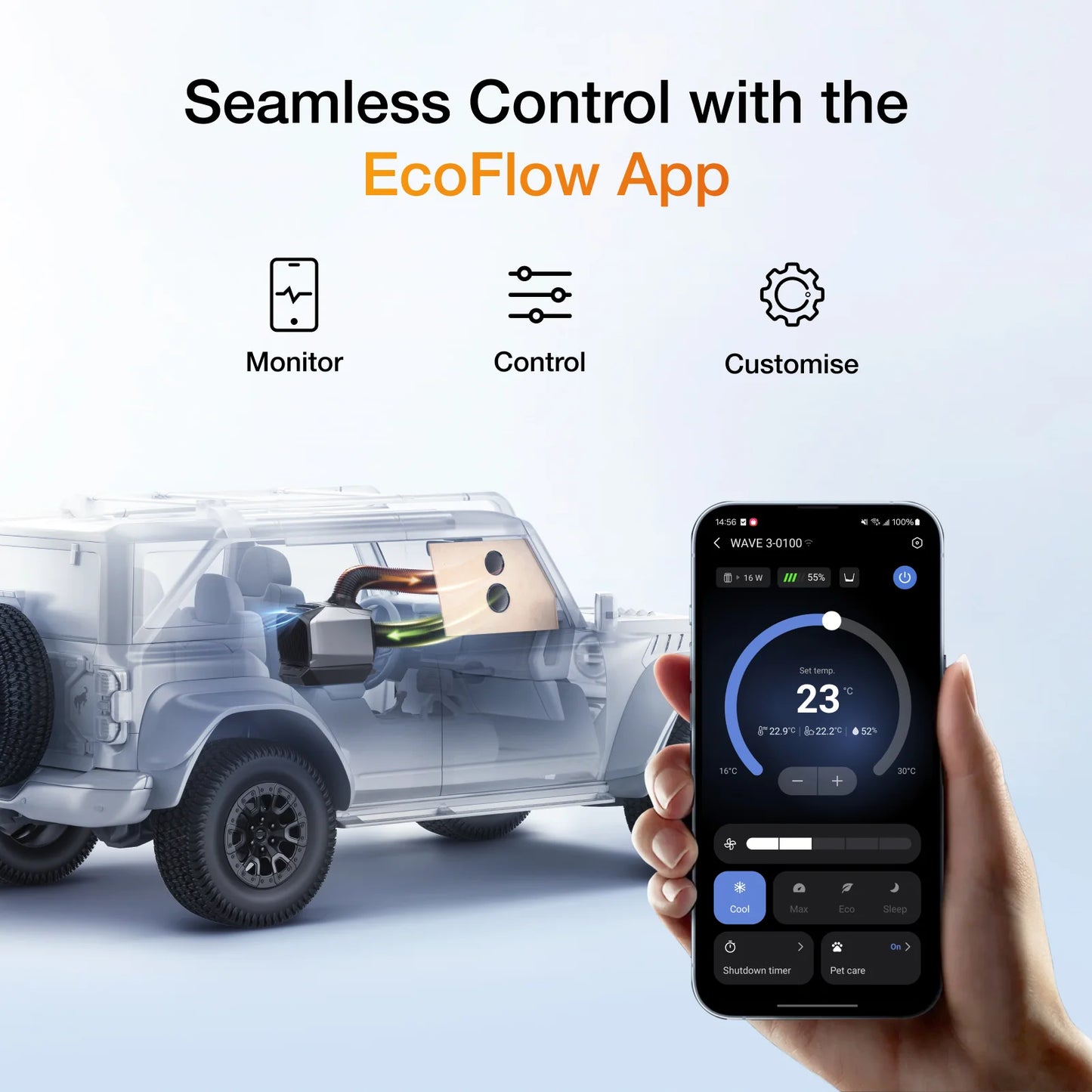 EcoFlow WAVE 3 portable air conditioner and heater with 6100 BTU cooling 6800 BTU heating app control and optional battery for camping RVs and off-grid use