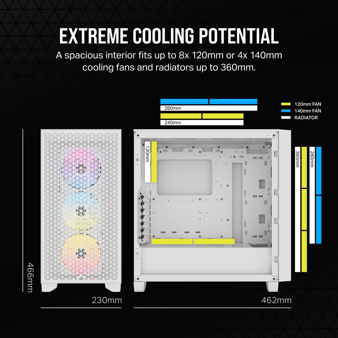 3000D RGB AIRFLOW White Mid-Tower Case 2x 3.5'' 2x 2.5'' Drive Bays Up - view 8