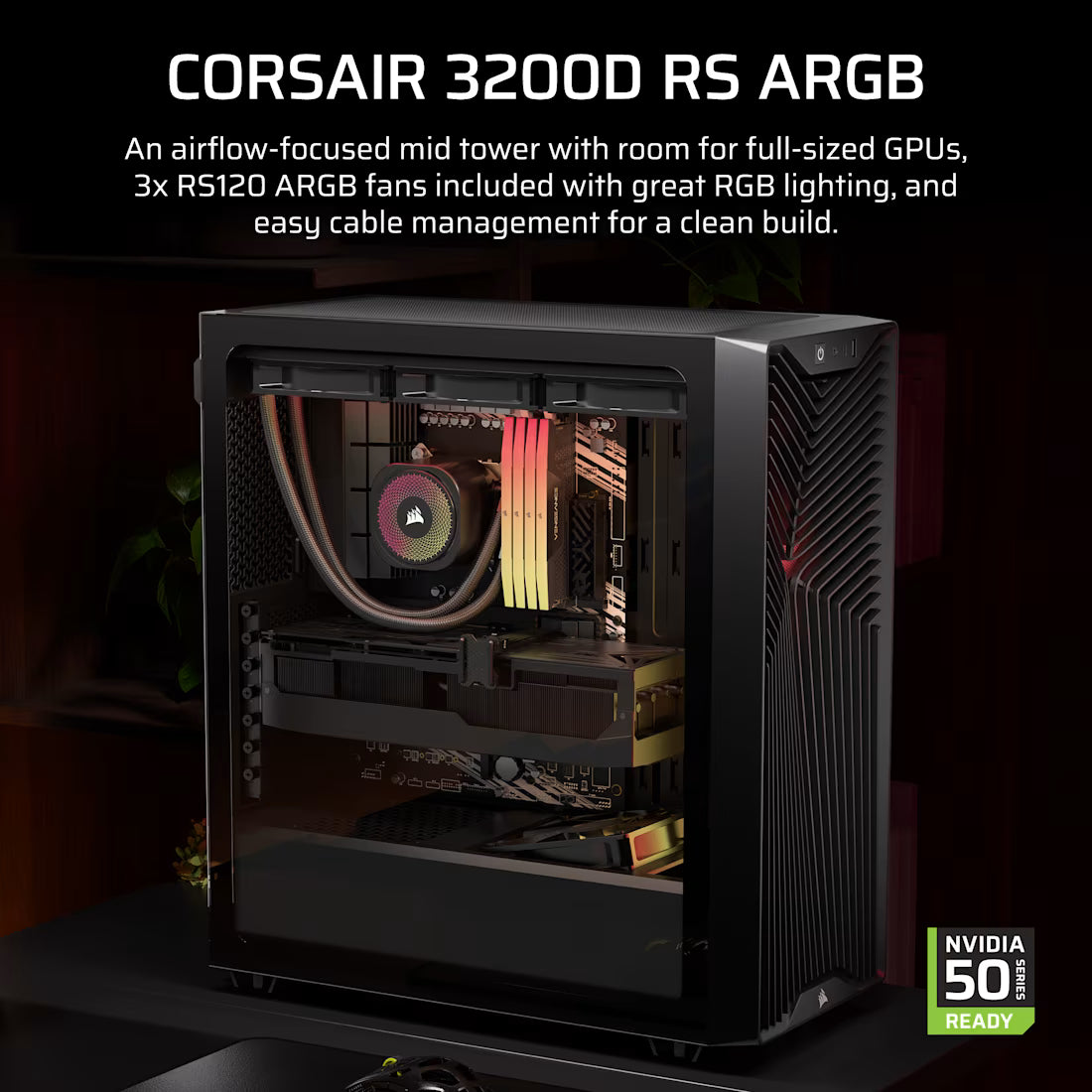 3200D RS ARGB Mid-Tower Case 3x RS120 ARGB fans incl - Black - view 4