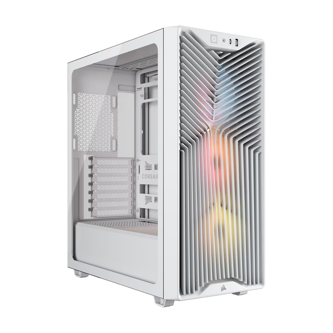 Corsair 3200D RS ARGB white mid tower PC case with tempered glass and 3 RS120 ARGB fans high airflow gaming chassis