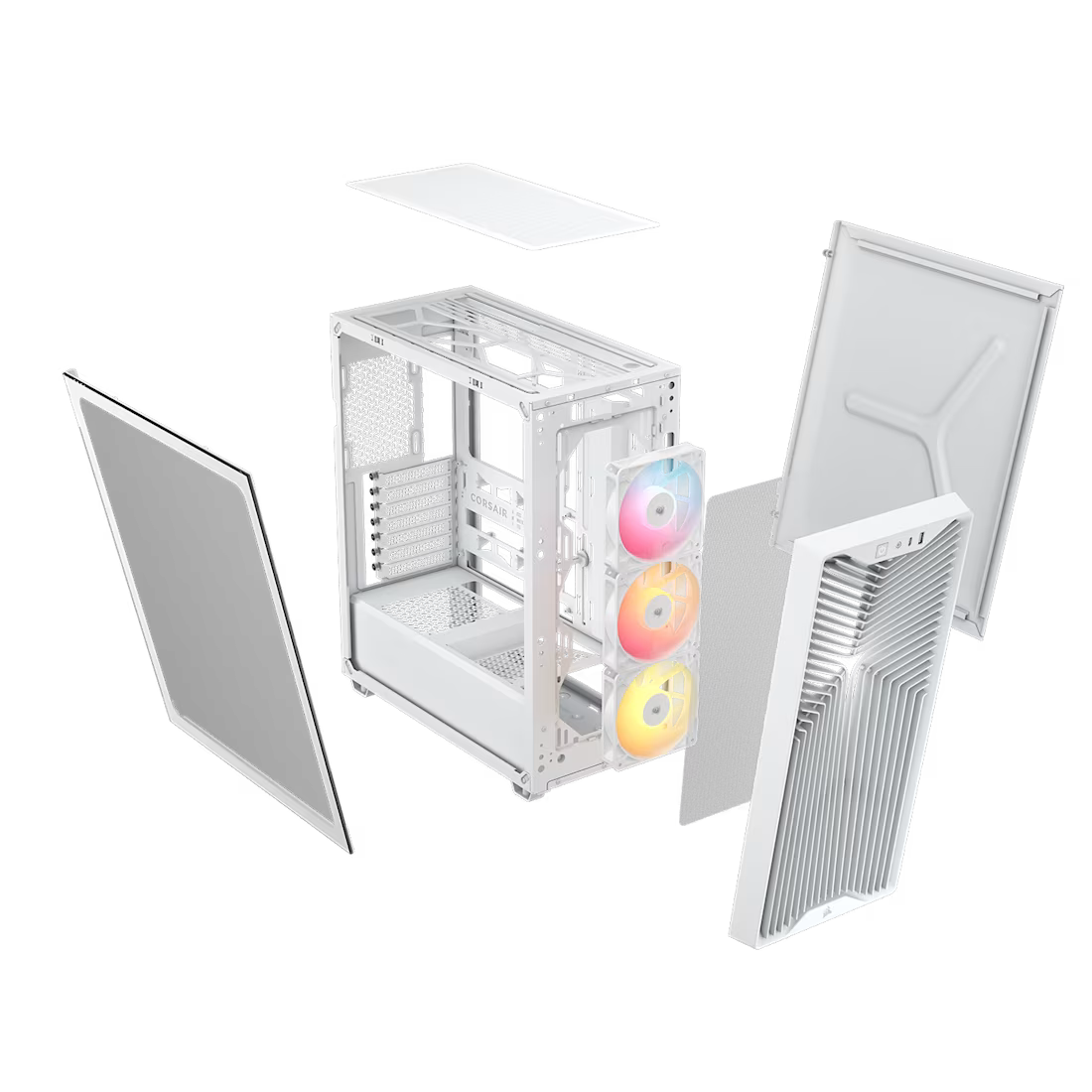 Corsair 3200D RS ARGB white mid tower PC case with tempered glass and 3 RS120 ARGB fans high airflow gaming chassis