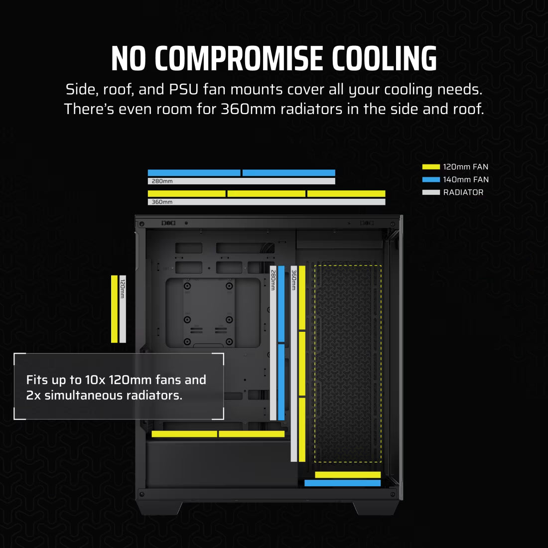3500X Tempered Glass Black Mid-Tower Case 2x 3.5'' 2x 2.5'' Drive Bays - view 8