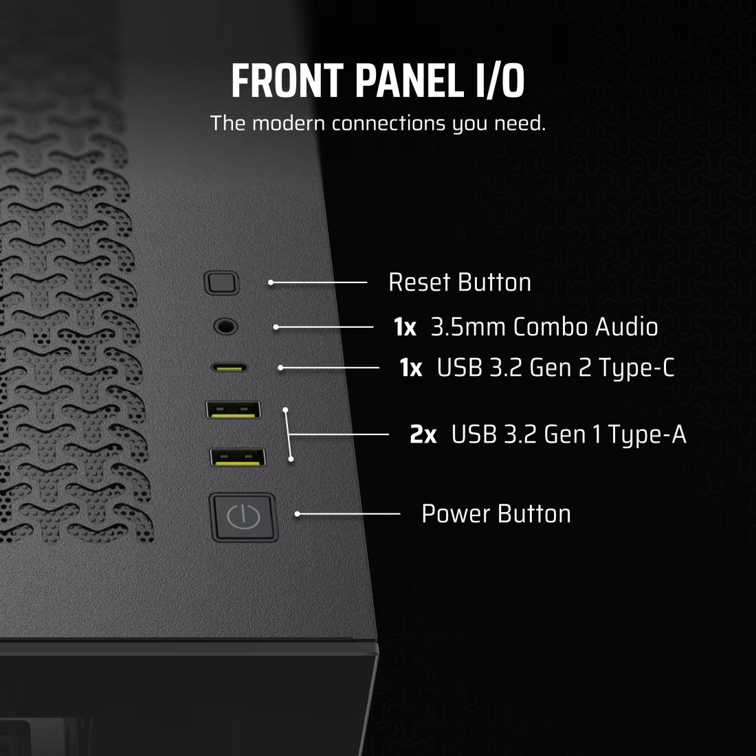 3500X Tempered Glass Black Mid-Tower Case 2x 3.5'' 2x 2.5'' Drive Bays - view 7