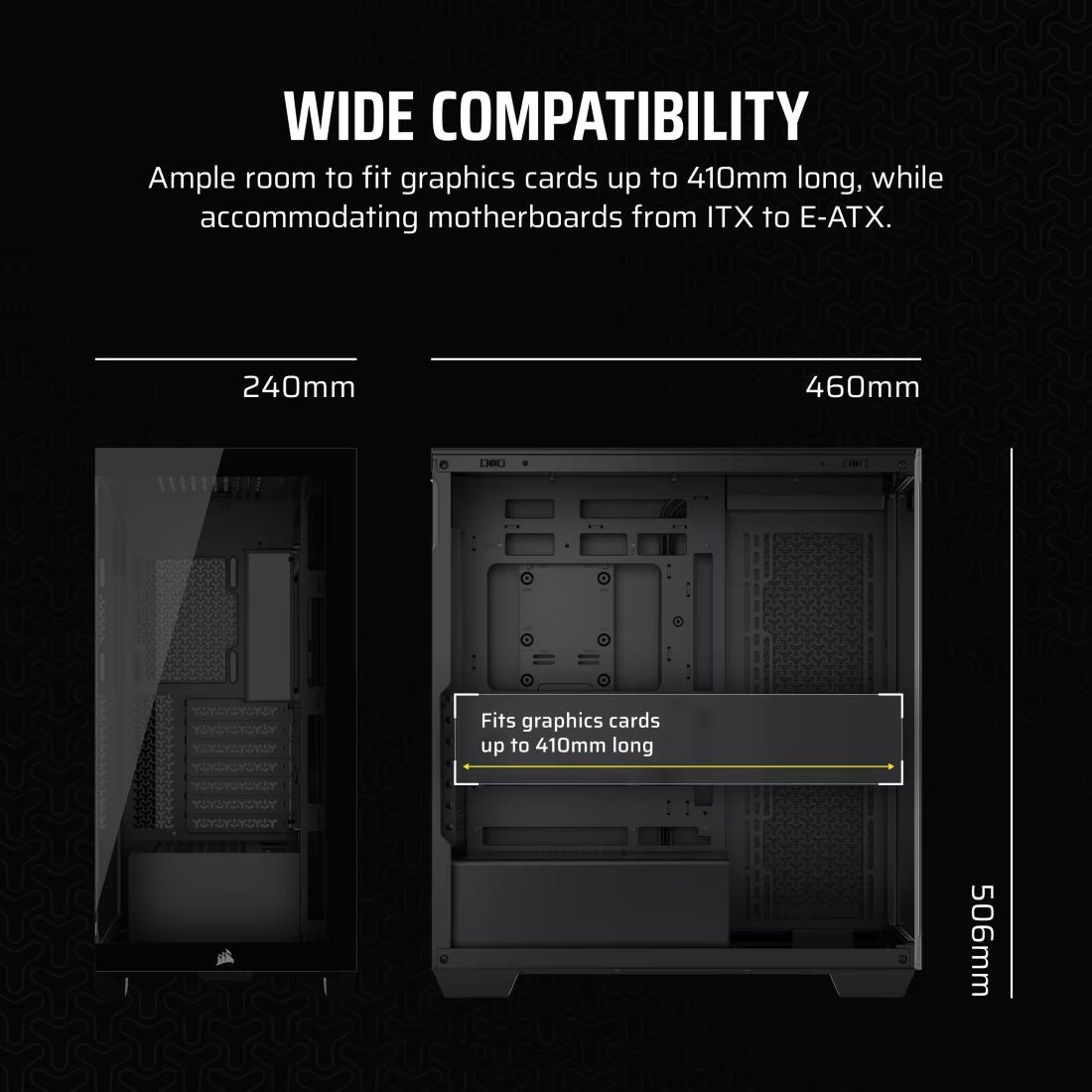 3500X Tempered Glass Black Mid-Tower Case 2x 3.5'' 2x 2.5'' Drive Bays - view 6