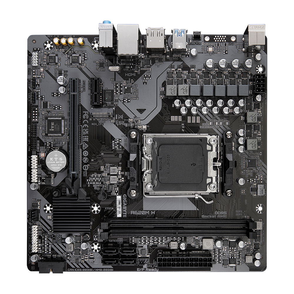 GIGABYTE A620M H AMD AM5 Micro-ATX motherboard with A620 chipset DDR5 memory support M.2 slot HDMI and DisplayPort for desktop PC builds