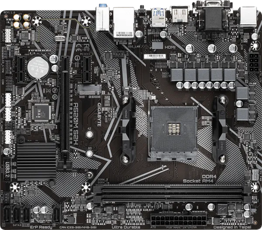 GIGABYTE A520M S2H AMD AM4 Micro-ATX motherboard for 3rd 4th and 5th Gen Ryzen processors with DDR4 M.2 HDMI DVI and VGA