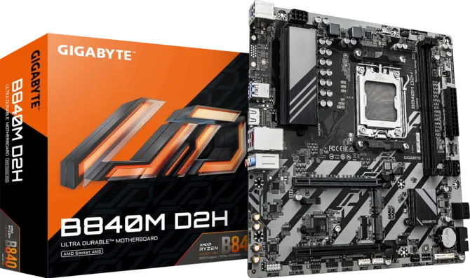 GIGABYTE AMD B840 AM5 motherboard with DDR5 memory support 2 M.2 slots and HDMI output for modern Ryzen desktop PC builds