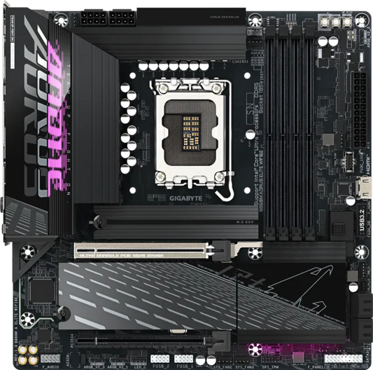 GIGABYTE B860M AORUS ELITE WIFI6E Intel B860 LGA1851 Micro-ATX DDR5 motherboard with WiFi 6E and M.2 storage support for gaming PC builds